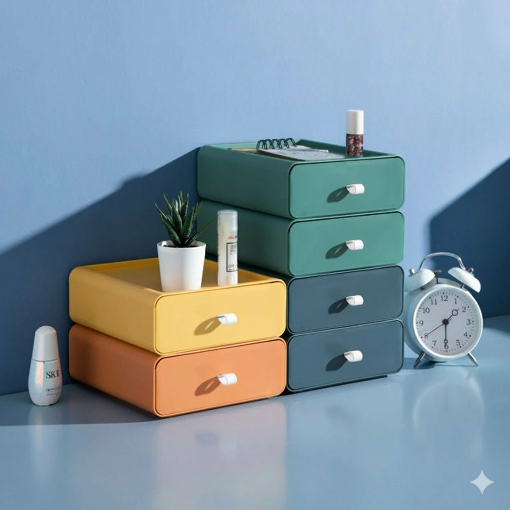 Boîte de rangement empilable colorée