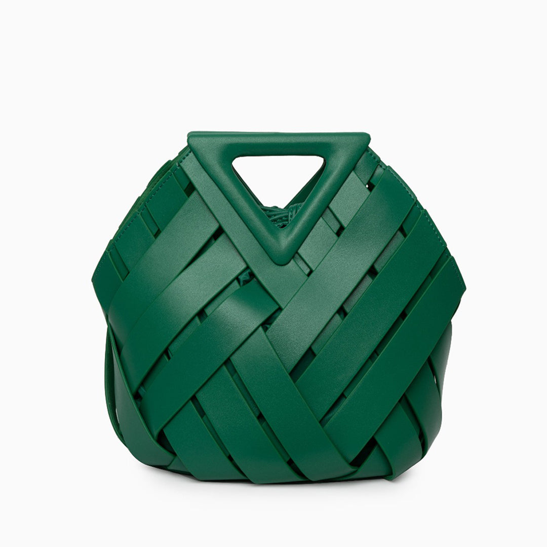 Sac à main tressé à anse triangulaire inversée