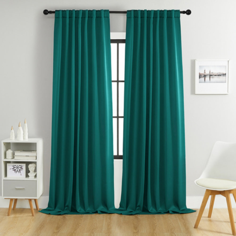 Rideaux en Microfibre Tons Neutres, Lot de 2 – Teal Green