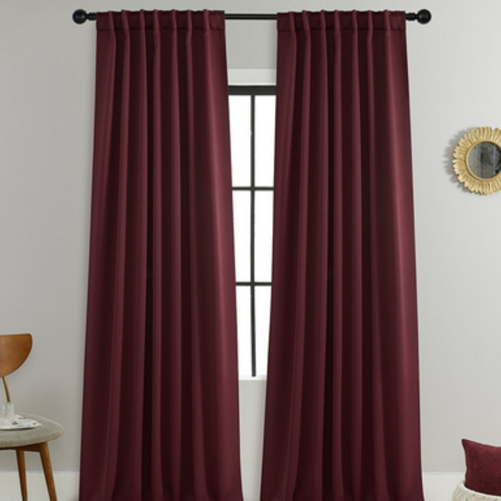 Rideaux en Microfibre Tons Neutres, Lot de 2 – Burgundy