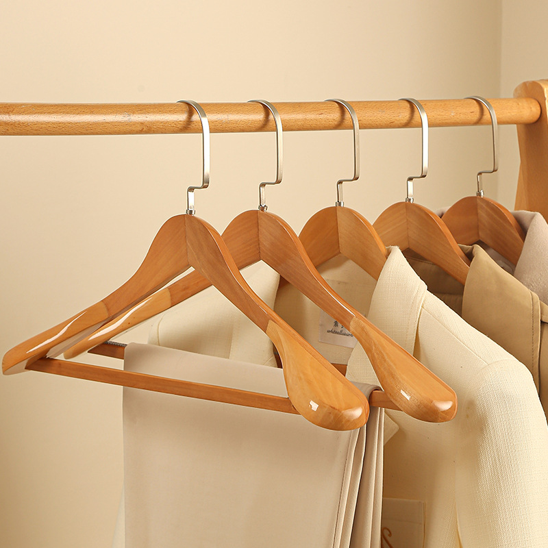 Wood and Metal Curved Clothes Hangers, Set of 4