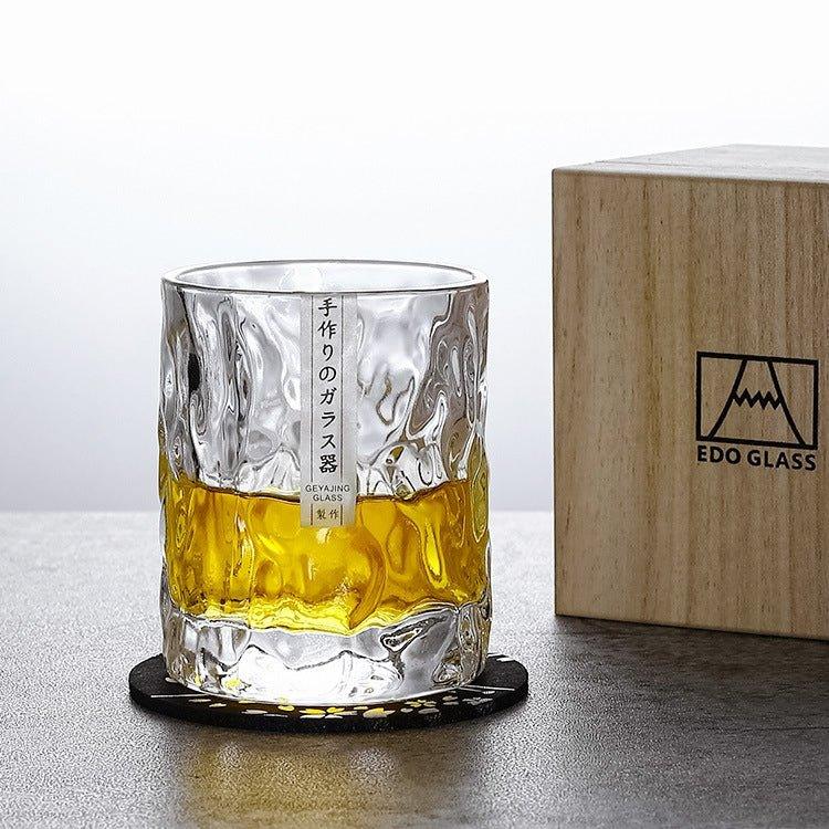 Cut-Pattern Whisky Glass in a Wooden Gift Box