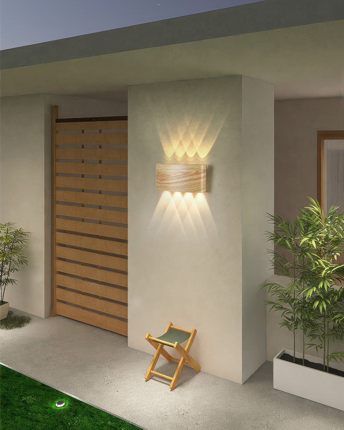 Wood-Effect Aluminium LED Wall Light, IP65