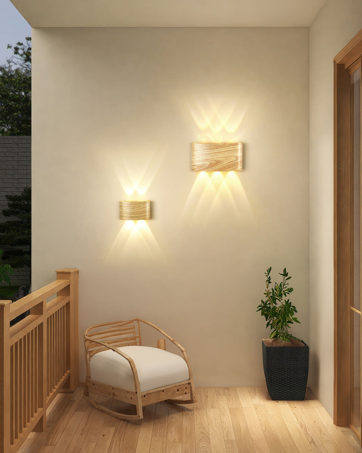 Wood-Effect Aluminium LED Wall Light, IP65
