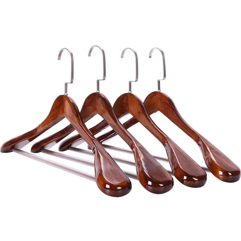 Wood and Metal Curved Clothes Hangers, Set of 4