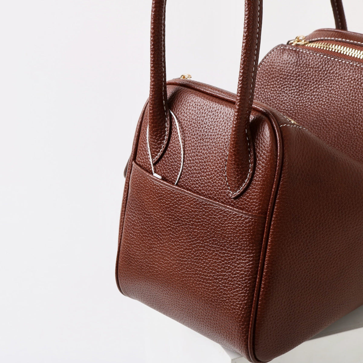 Mini Leather Shoulder Bag with Curved Flap