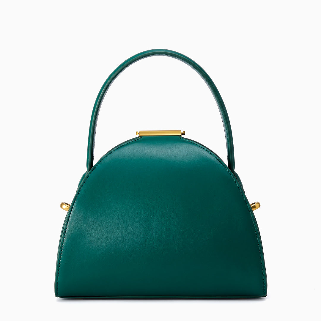 Sac à main demi-lune en similicuir, fermoir barrette dorée