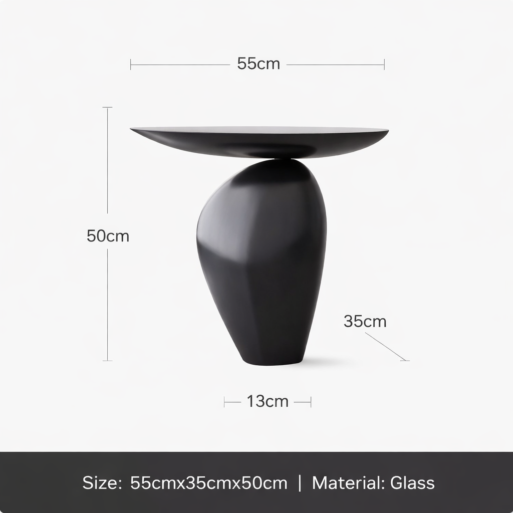 Organic Stone-Like Coffee Table - Round Glass Top 0