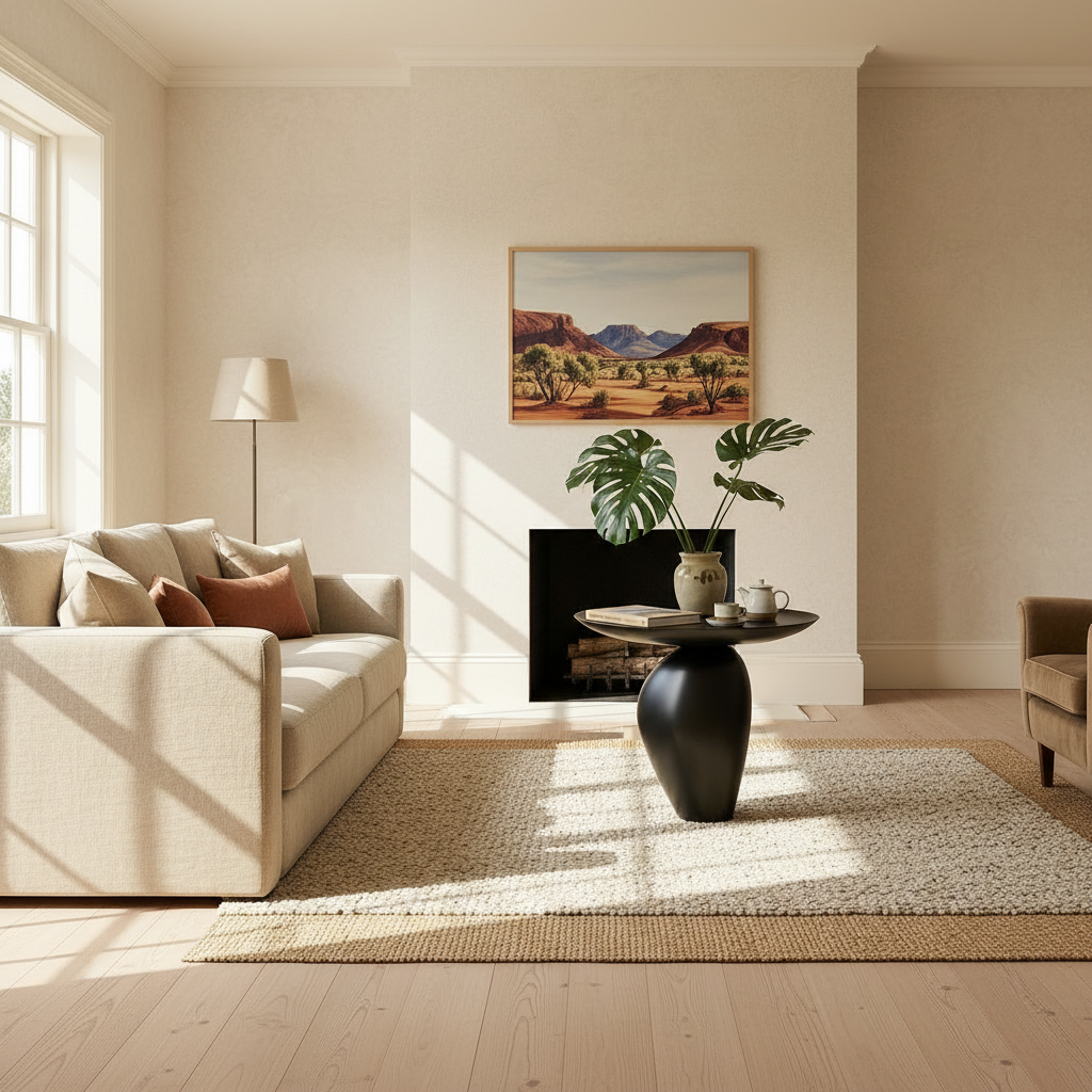 Organic Stone-Like Coffee Table - Round Glass Top 1