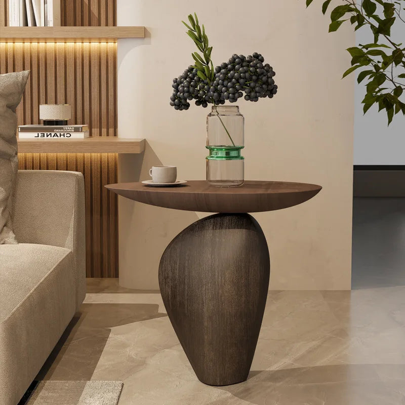 Organic Stone-Like Coffee Table - Round Glass Top 3