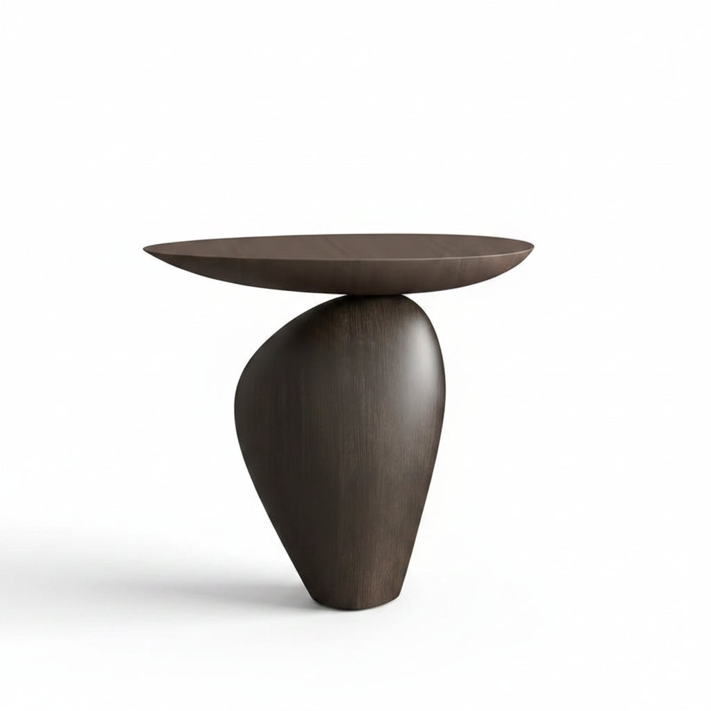 Organic Stone-Like Coffee Table - Round Glass Top 4