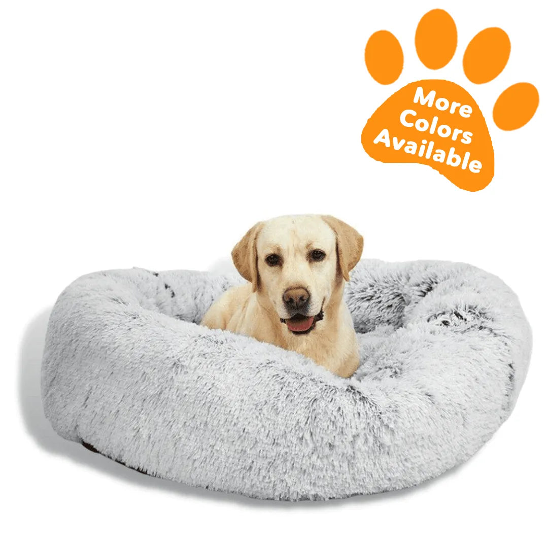 Panier rond moelleux pour chien, housse amovible
