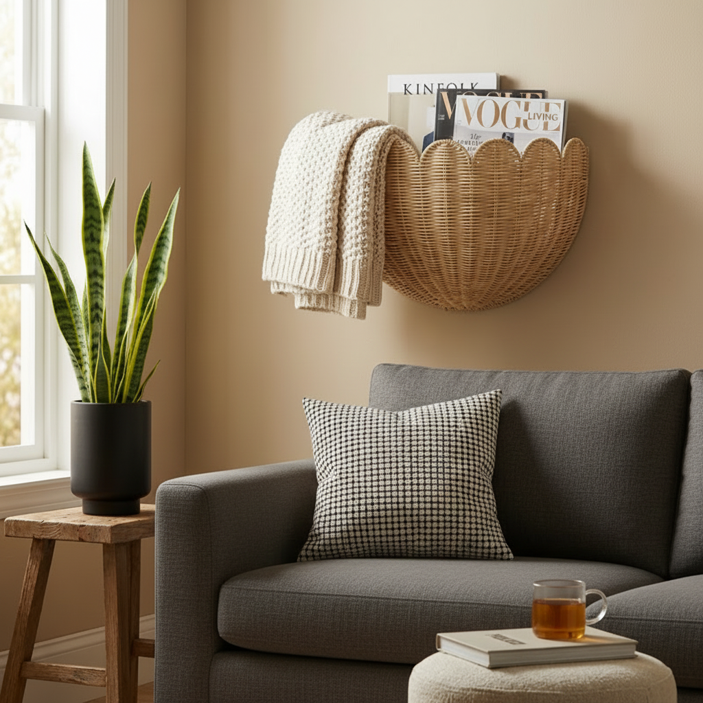 Panier Mural Tressé en Bambou Naturel | Rangement Élégant et Pratique pour un Intérieur Chic 5