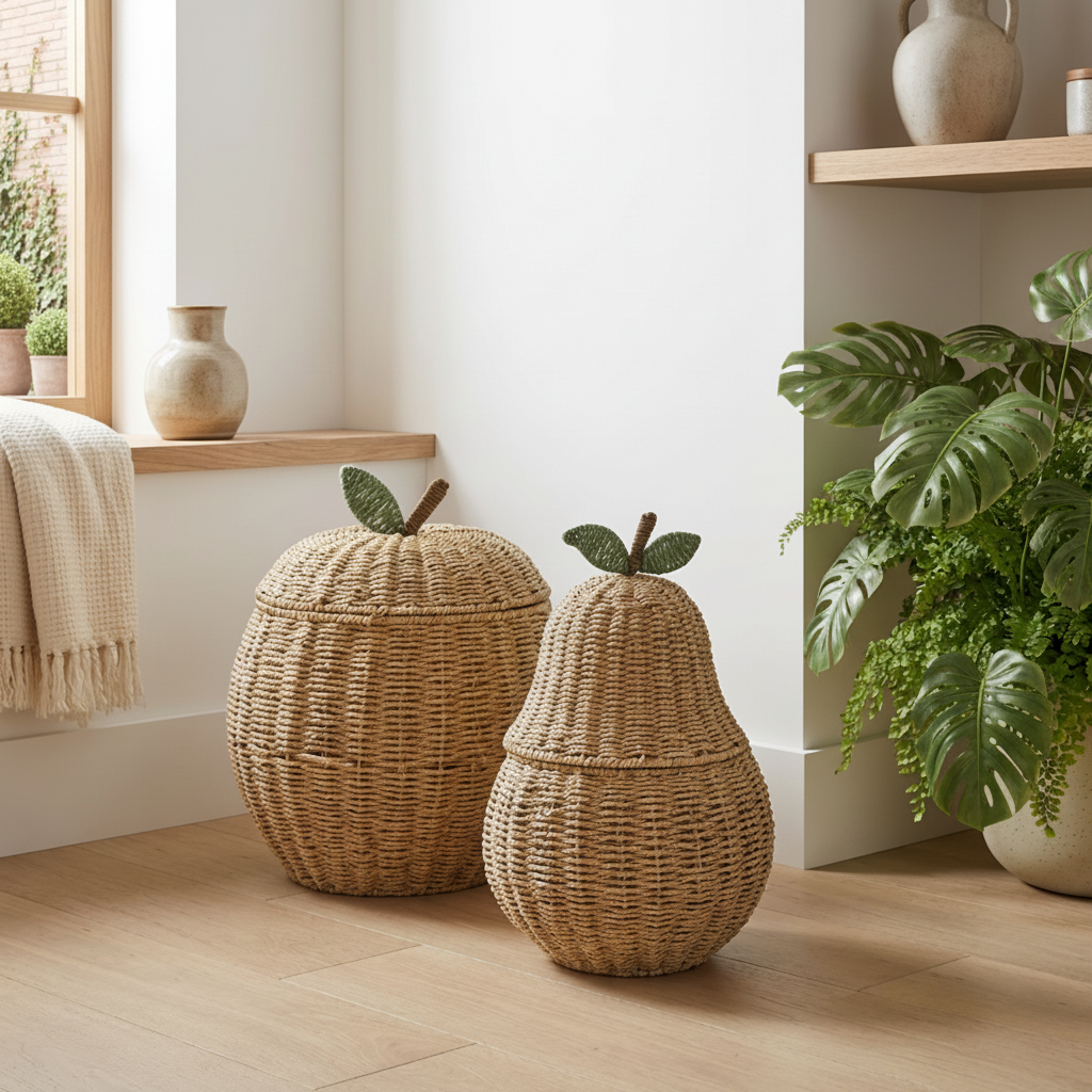 Panier de Rangement en Osier avec Couvercle Amovible | Élégance Artisanale pour un Intérieur Organisé 2