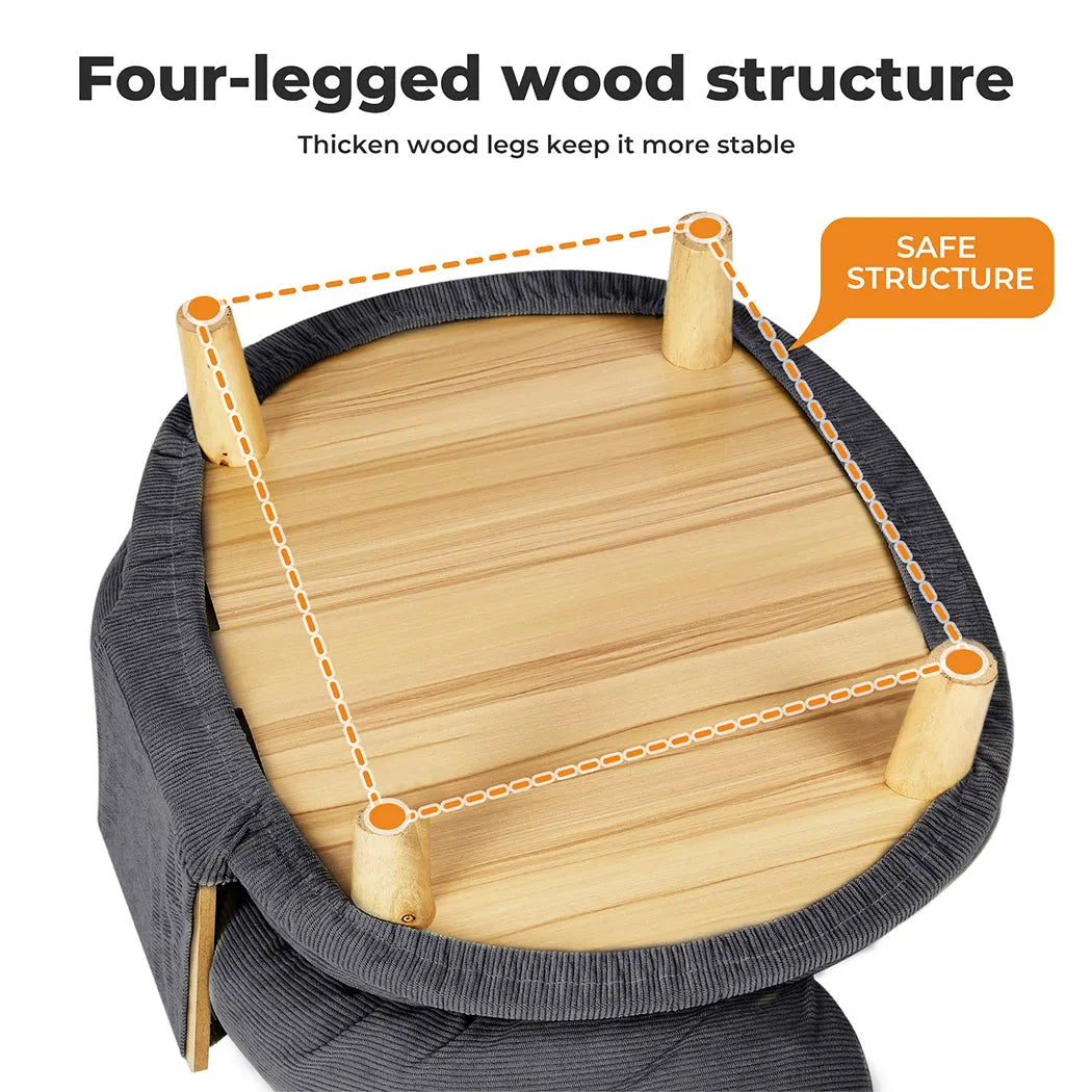 Canapé surélevé pour chien et chat, pieds en bois