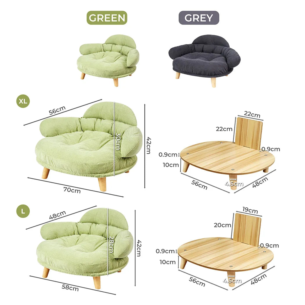 Canapé surélevé pour chien et chat, pieds en bois