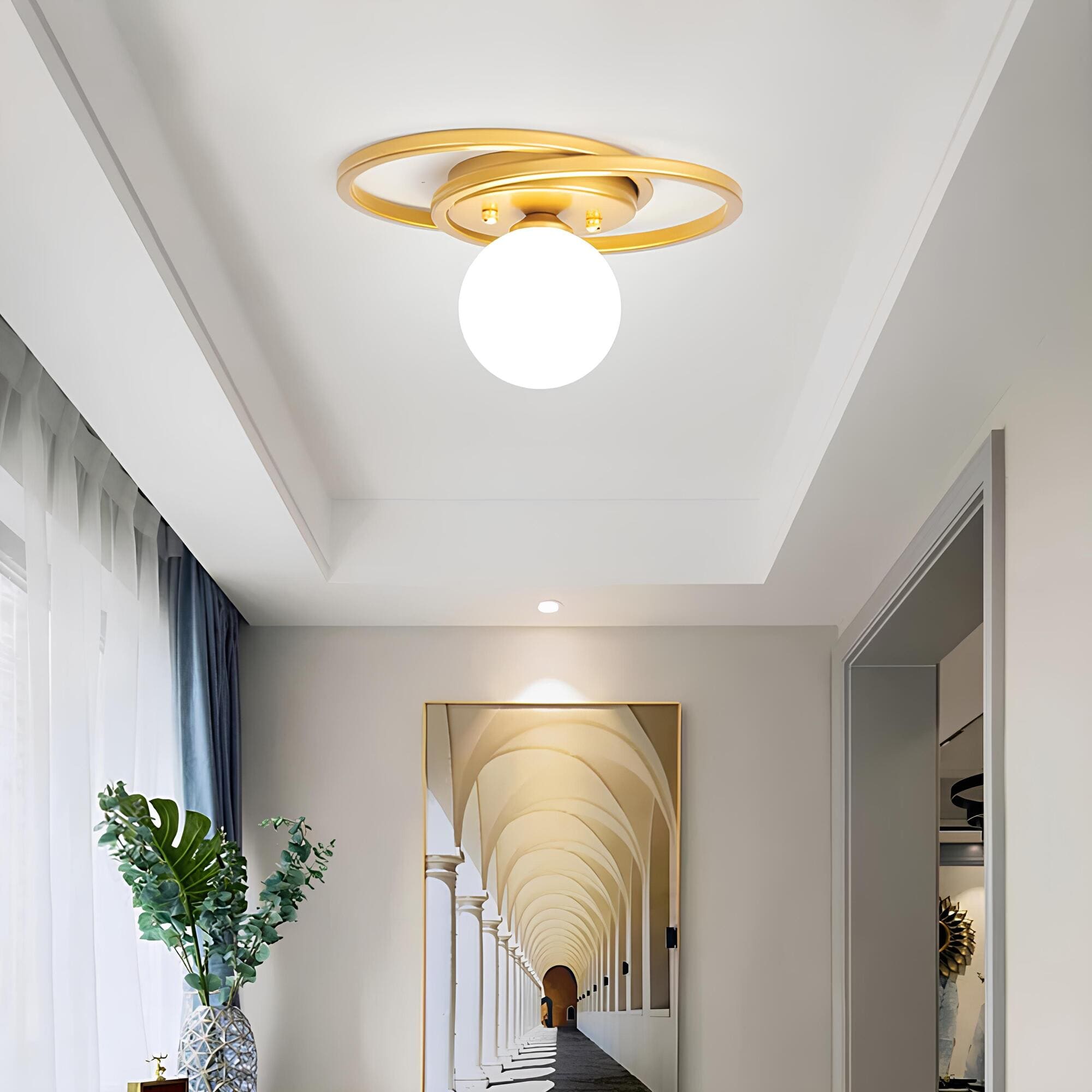 Plafonnier Design : Élégance Naturelle en Lumière – Métal Doré Moderne 7