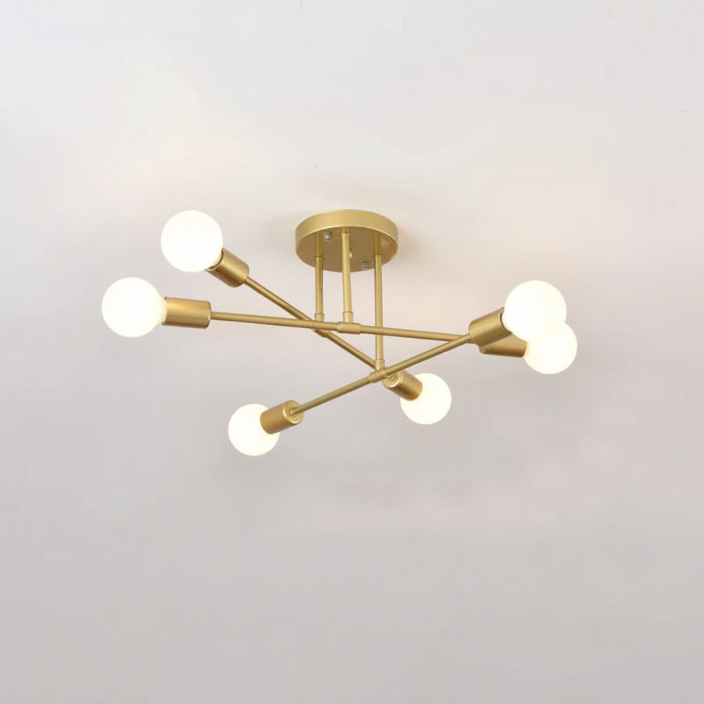 Plafonnier Rétro | Plafonnier LED en Fer Forgé à 6 Têtes avec Éclairage E27 | Luminaire Moderne pour Salon 6