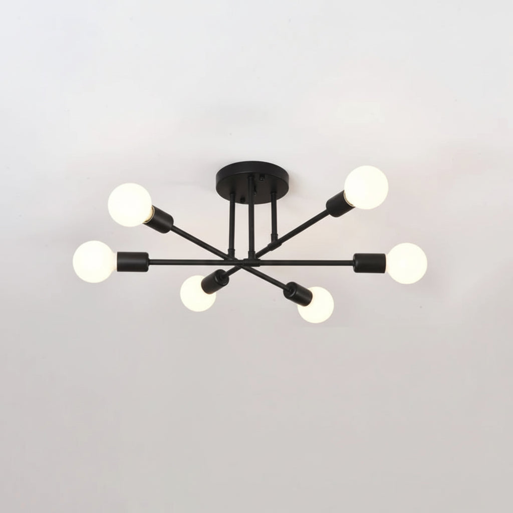 Plafonnier Rétro | Plafonnier LED en Fer Forgé à 6 Têtes avec Éclairage E27 | Luminaire Moderne pour Salon 7