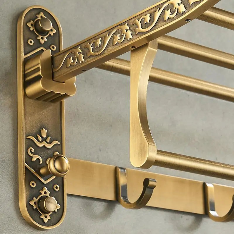 Porte Serviettes Salle de Bain en Aluminium Pliable | Élégance Vintage et Praticité pour un Rangement Optimisé 2