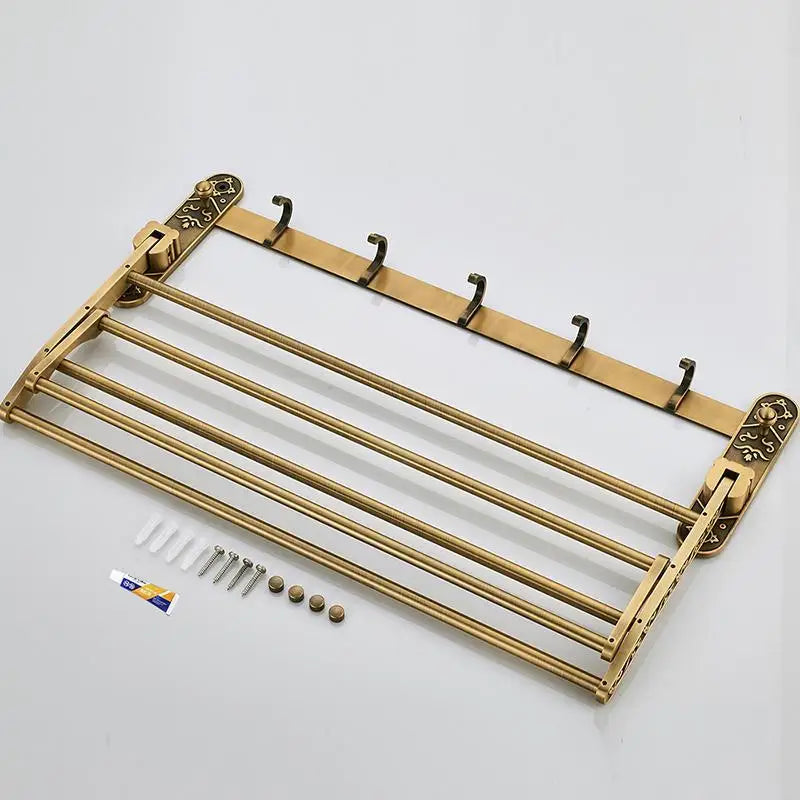 Porte Serviettes Salle de Bain en Aluminium Pliable | Élégance Vintage et Praticité pour un Rangement Optimisé 3
