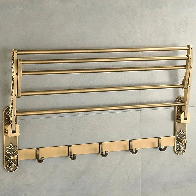 Porte Serviettes Salle de Bain en Aluminium Pliable | Élégance Vintage et Praticité pour un Rangement Optimisé 4