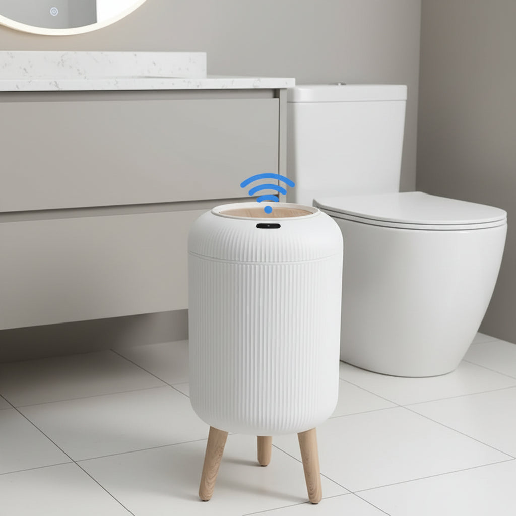 Poubelle Automatique Cuisine en Bois avec Capteur Infrarouge | Élégance et Hygiène pour un Intérieur Moderniste 1