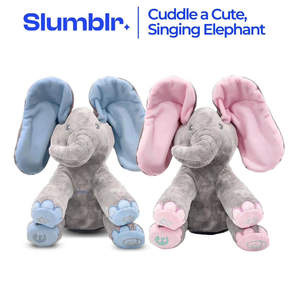Peluche éléphant musicale aux oreilles animées