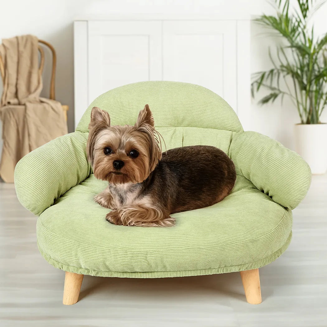 Canapé surélevé pour chien et chat, pieds en bois