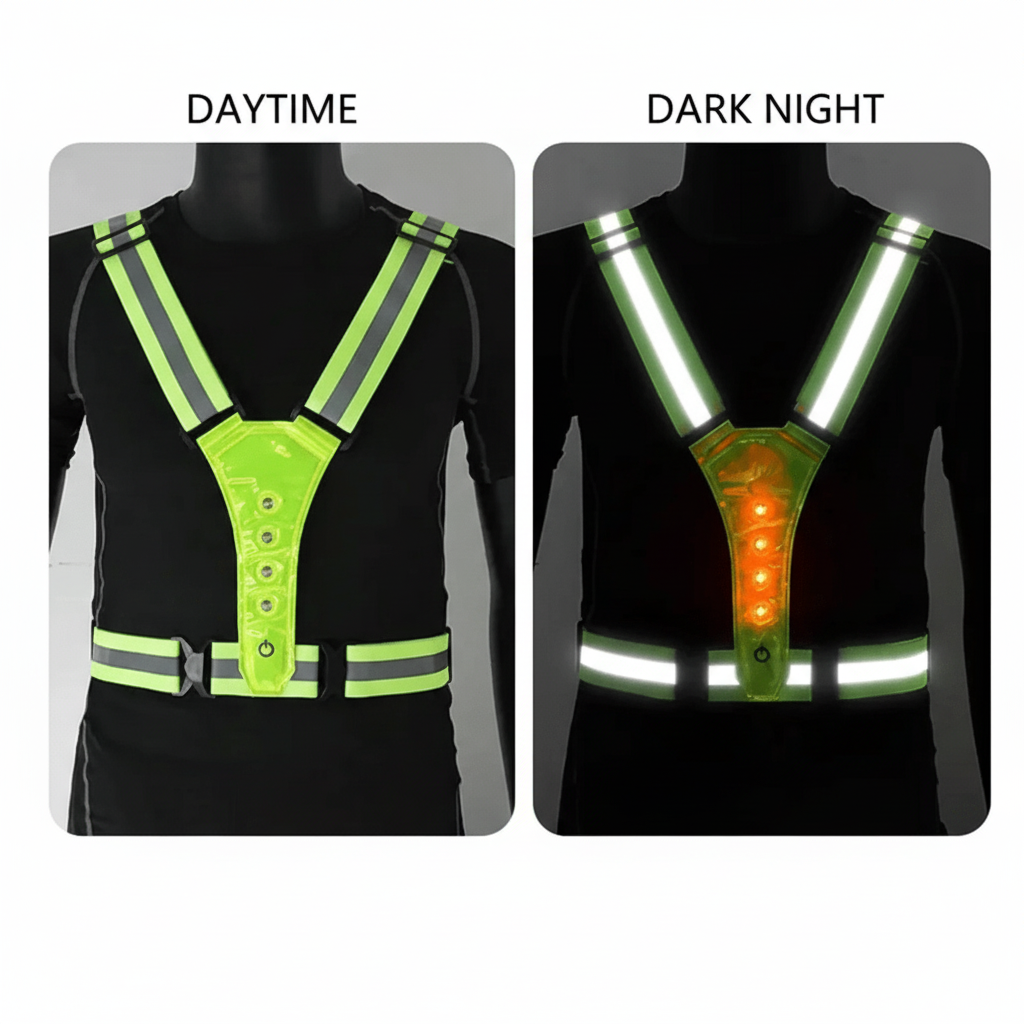 Punchsmart Gilet Réfléchissant LED Ajustable Sécurité