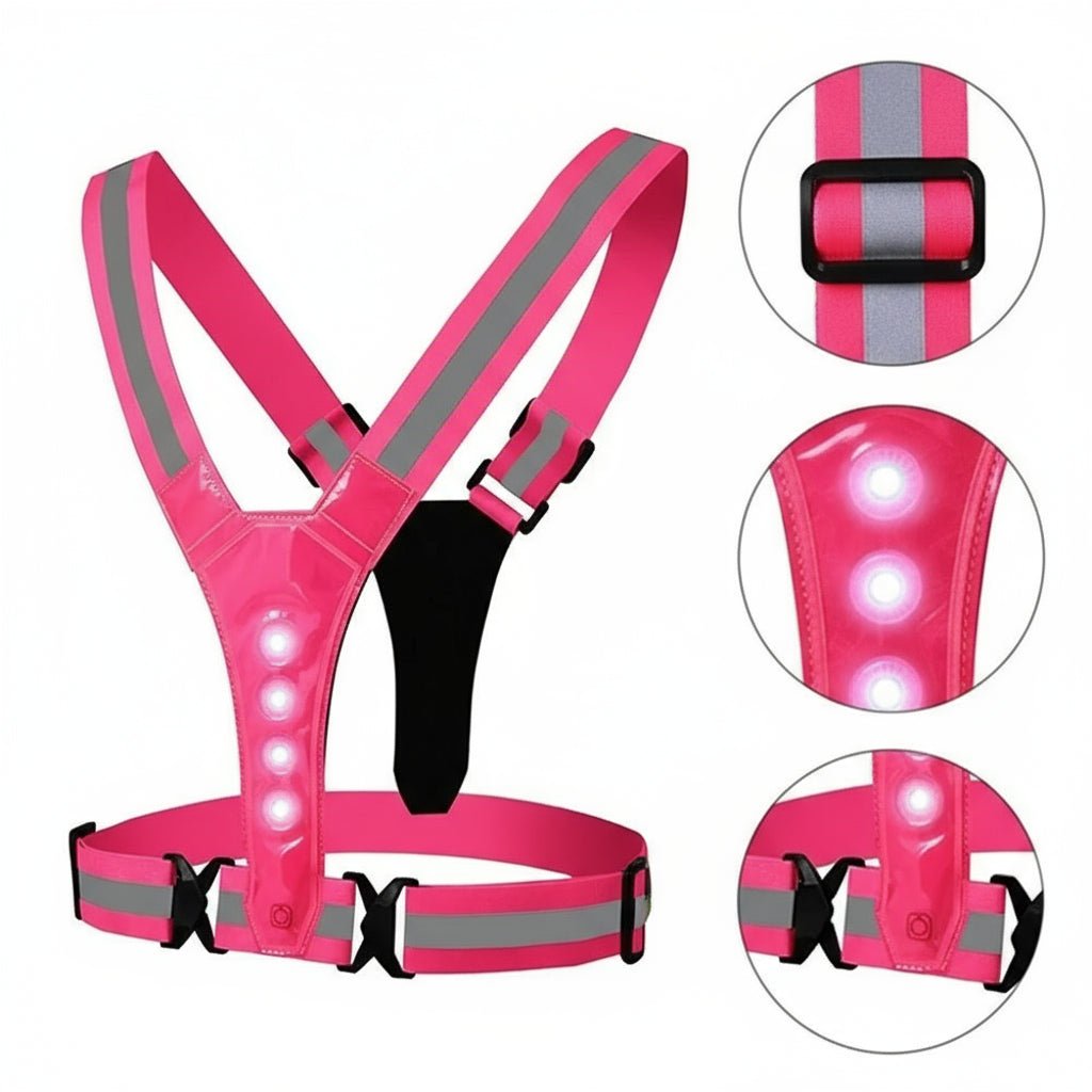 Punchsmart Gilet Réfléchissant LED Ajustable Sécurité