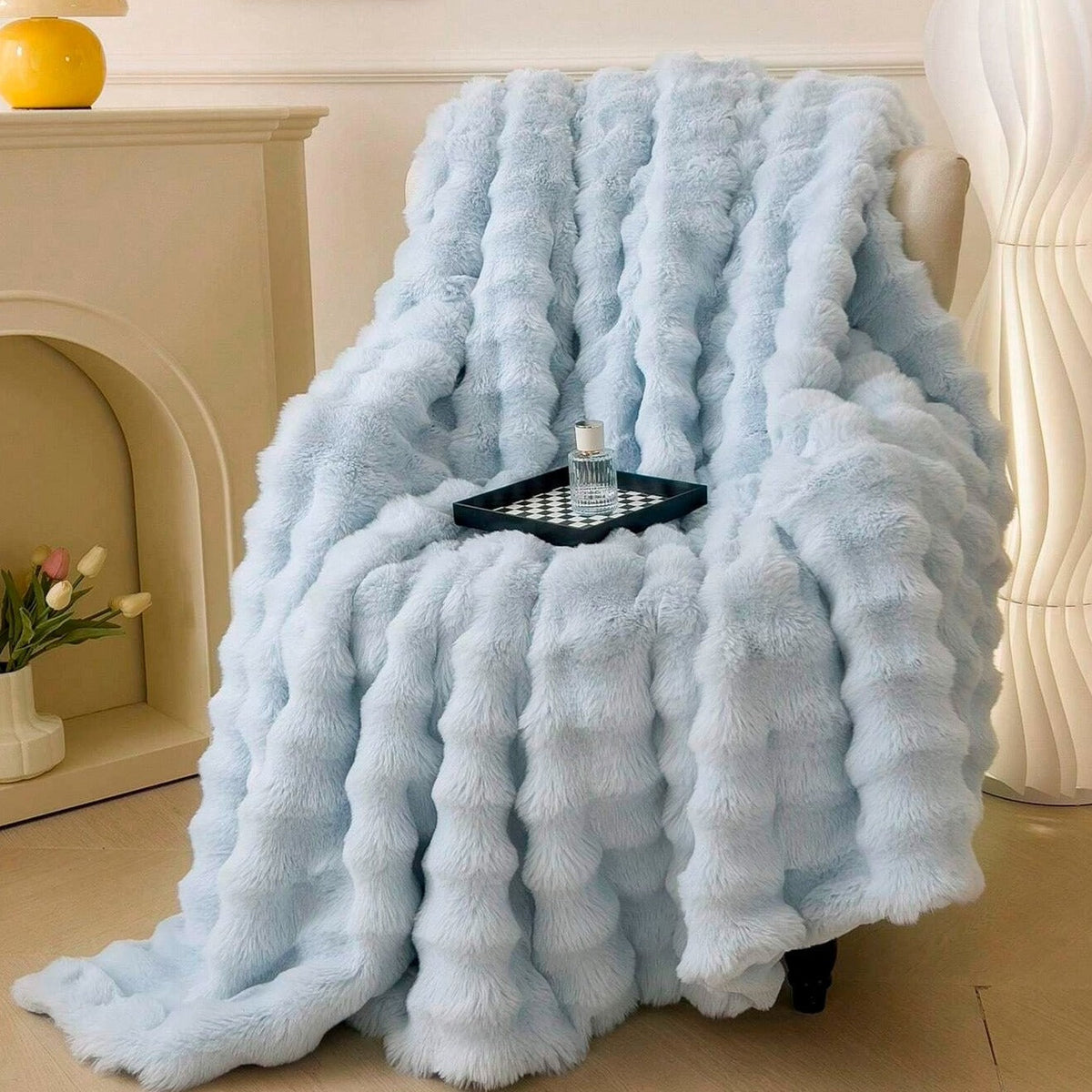 Plaid en Fausse Fourrure de Lapin
