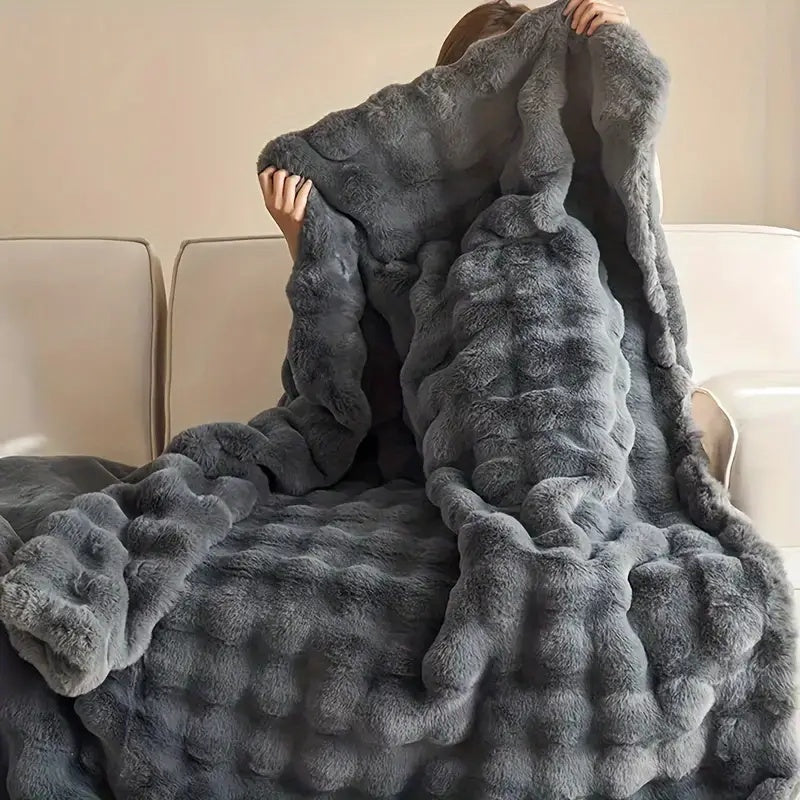 Plaid en Fausse Fourrure de Lapin