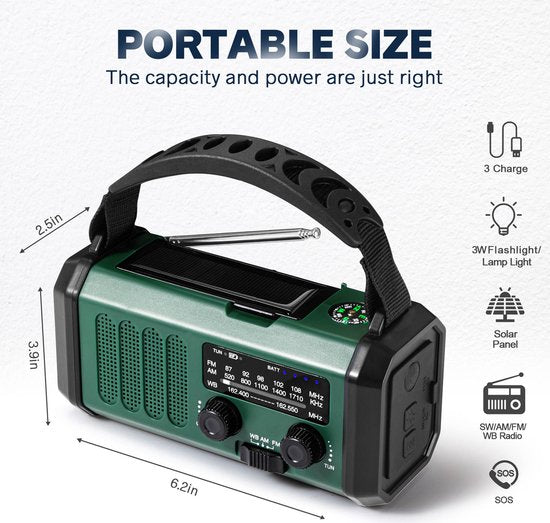 Radio d'Urgence Solaire et Dynamo 10 000 mAh | Design Compact et Portable pour Aventures en Extérieur 2