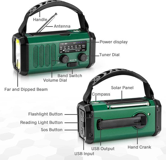 Radio d'Urgence Solaire et Dynamo 10 000 mAh | Design Compact et Portable pour Aventures en Extérieur 5