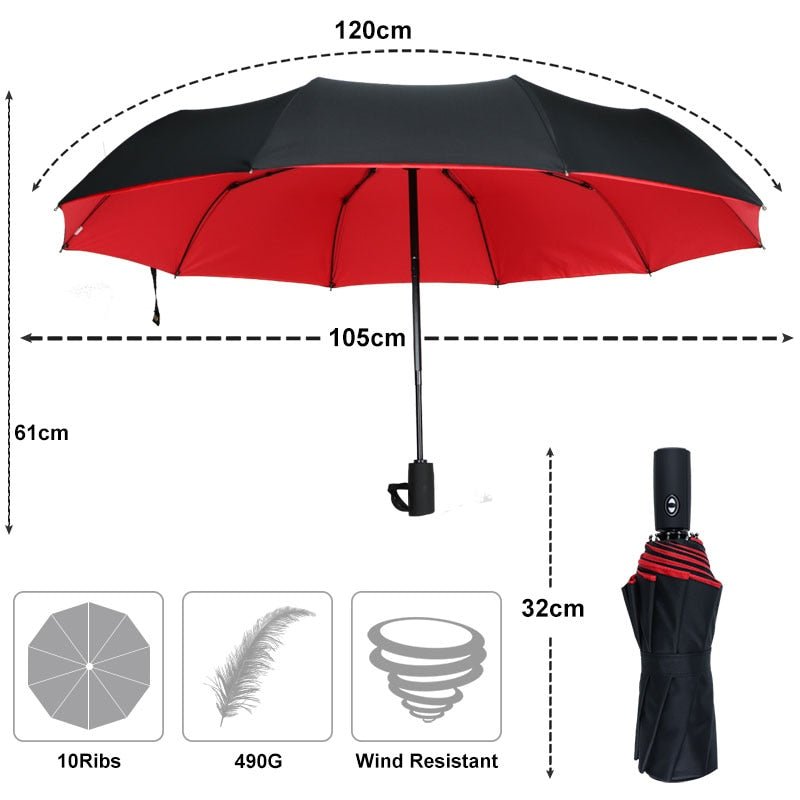 Rainforce | Parapluie Pliant Solide en Aluminium et Polyester | Protection Élégante Contre le Vent et la Pluie 8