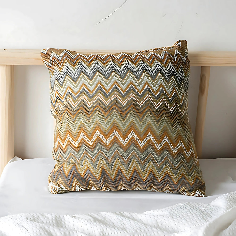 Housse de coussin tricotée à motif zigzag, 45,5 cm