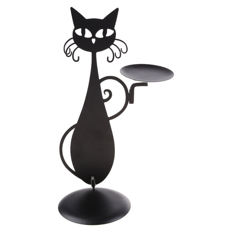 Midnight Panther - Bougeoir Chat Noir en Métal