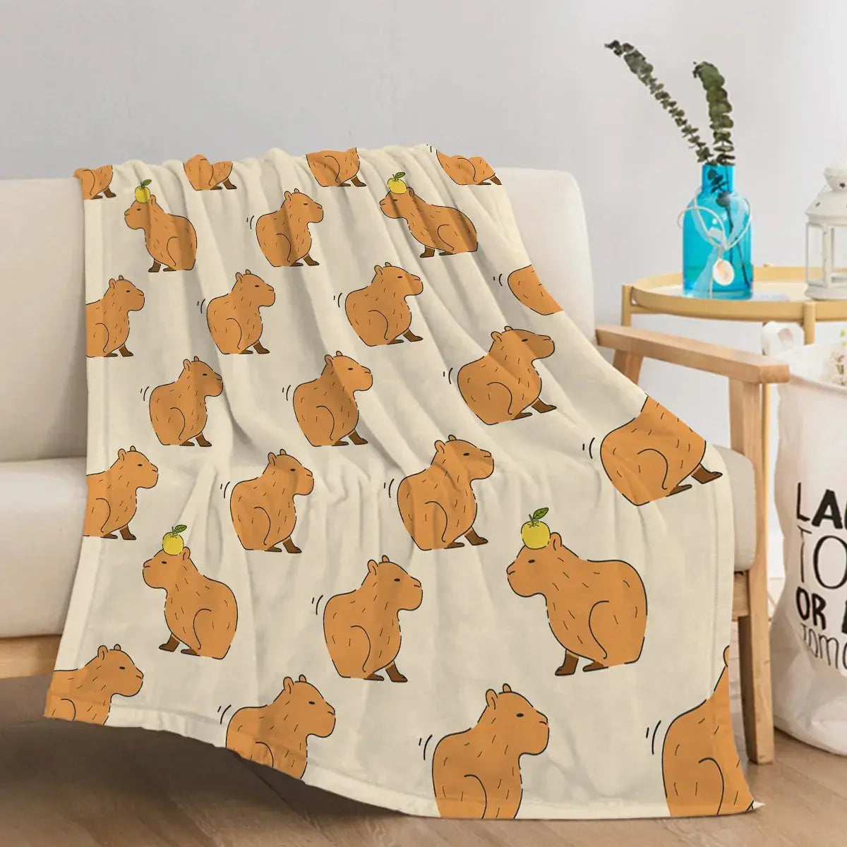 Plaid en flanelle douce imprimé capybara