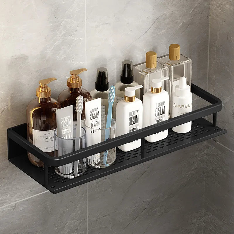 Étagère de douche noire en aluminium