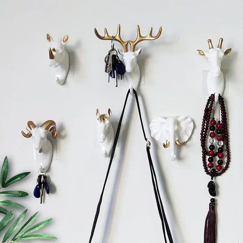 3D Animal Head Wall Hook in Polyresin