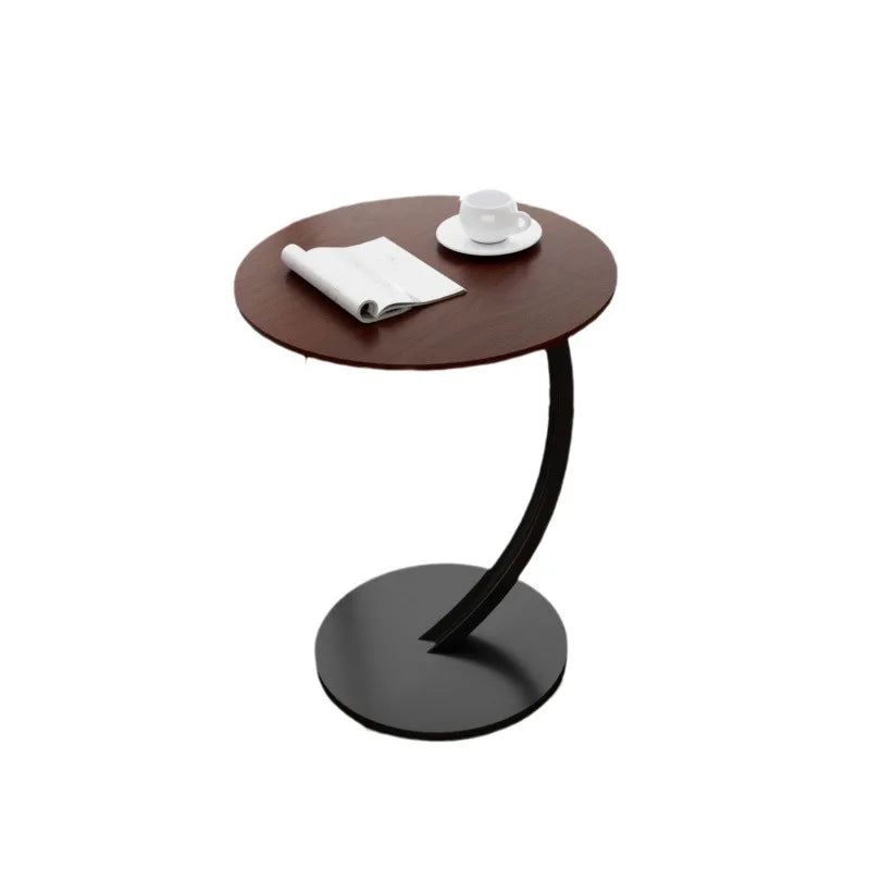 Table d'Appoint Ronde en Bois et Acier