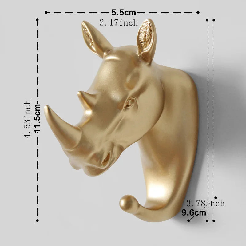 3D Animal Head Wall Hook in Polyresin