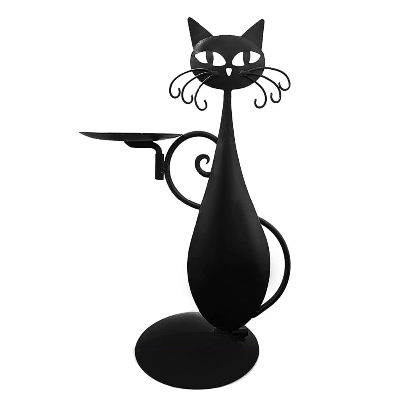 Midnight Panther - Bougeoir Chat Noir en Métal