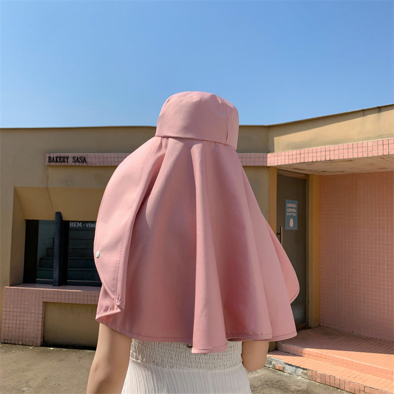 Chapeau Châle Anti-UV à Large Bord pour Femme