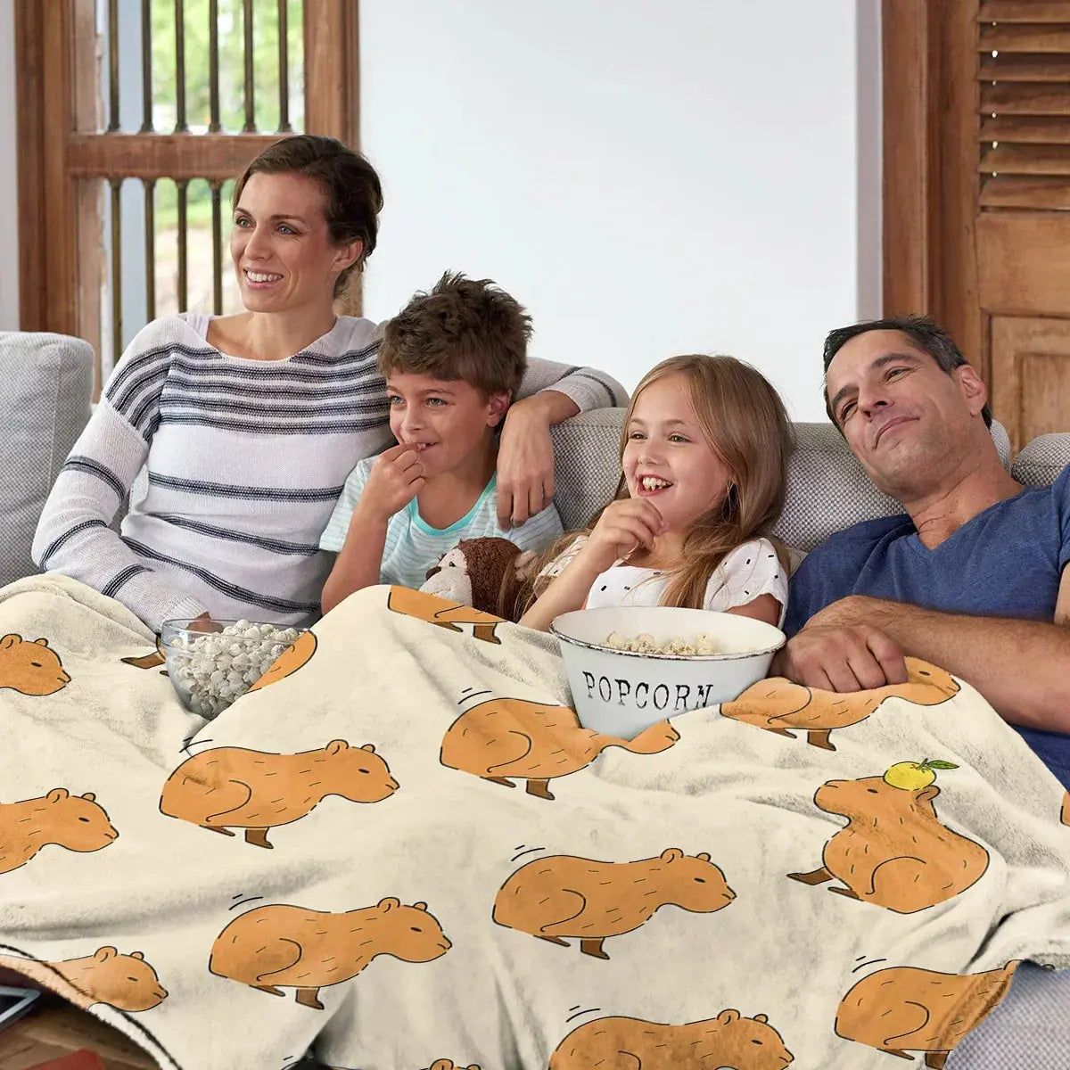 Plaid en flanelle douce imprimé capybara
