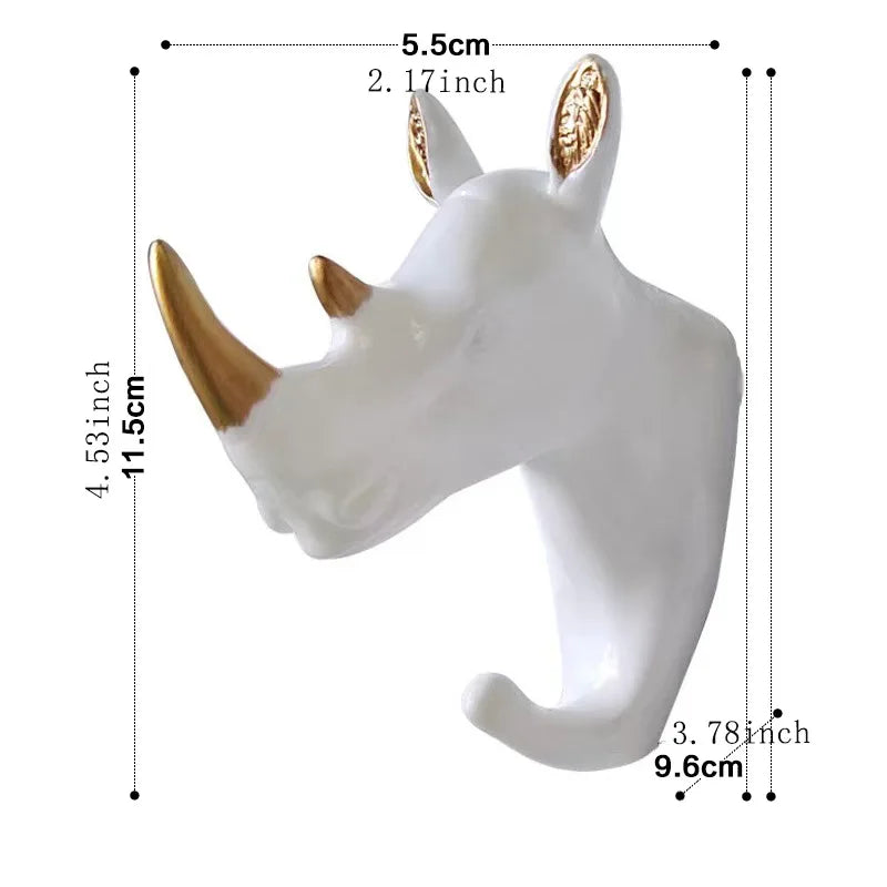 3D Animal Head Wall Hook in Polyresin