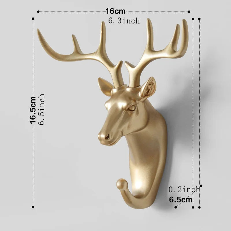 3D Animal Head Wall Hook in Polyresin