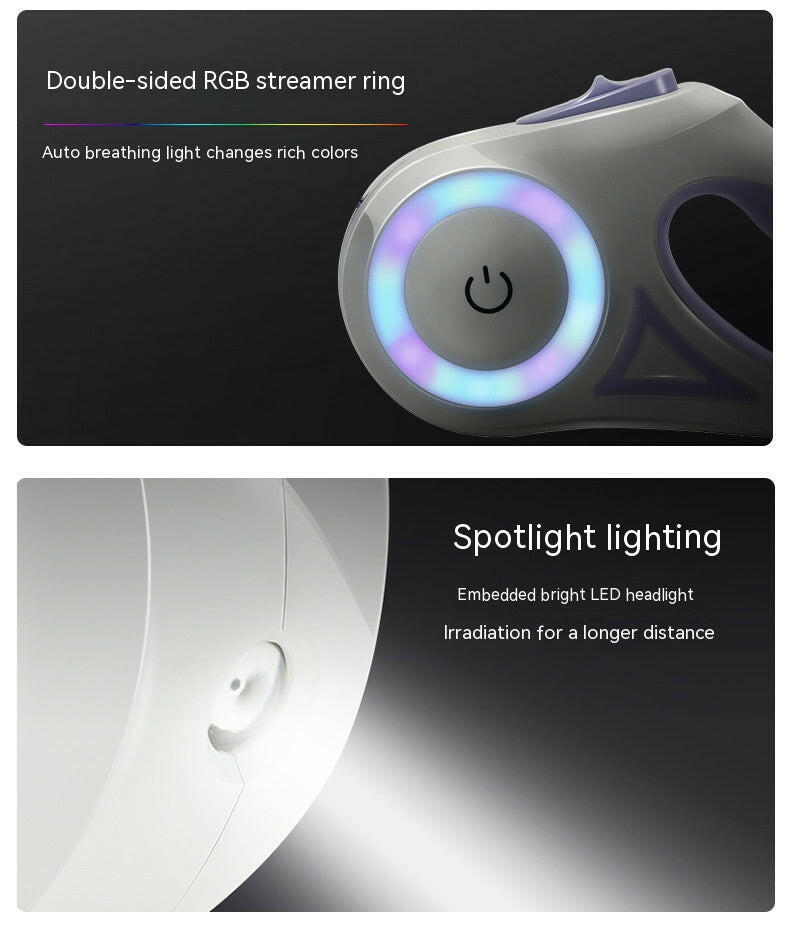 LED Dog Leash - Light-Up Retractable Lead
