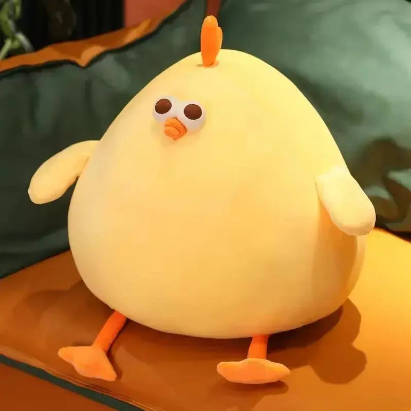 Coussin peluche poule dodue, jaune